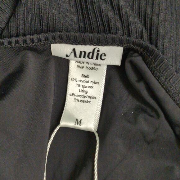 Andie Tulum One Piece Swimsuit Black Rib Beach Pool Resort Crisscross M New - Picture 6 of 9